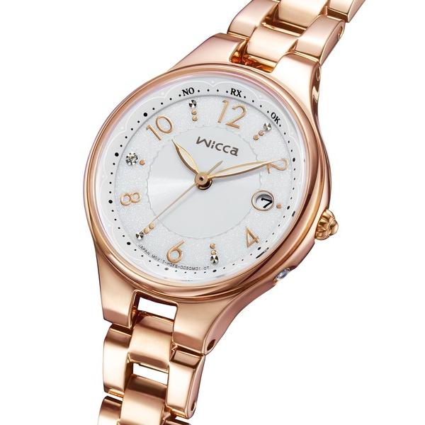 腕時計 wicca ウィッカ ソーラーテック電波時計 シルバー×ピンクゴールド レディース
