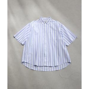 シャツ ブラウス ボールドストライプレギュラーカラーS/Sブロードシャツ