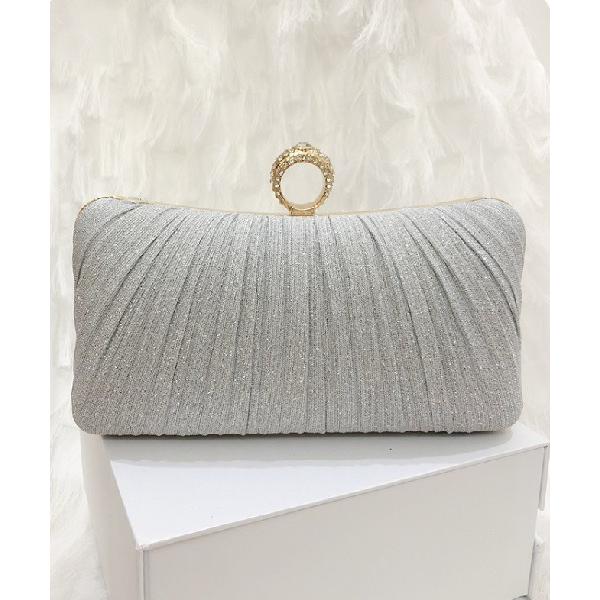 クラッチバッグ パーティーバッグ プリーツグリッタークラッチバッグ レディース