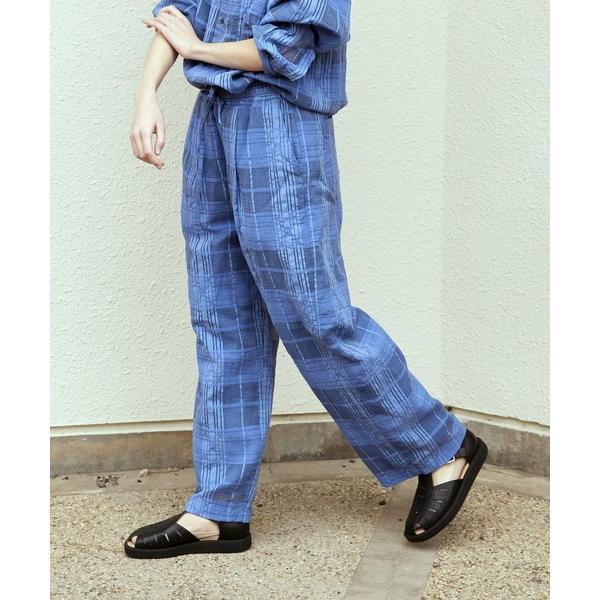パンツ R4081 シアーチェックストレートパンツ レディース