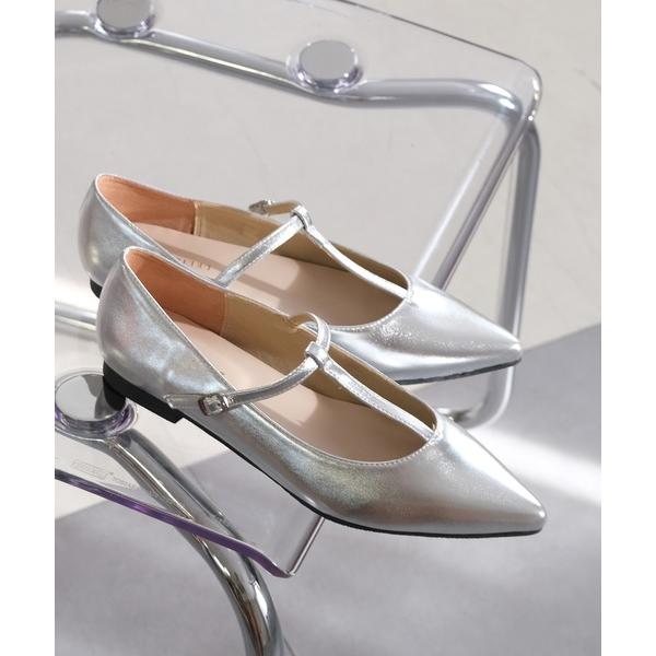 パンプス メリージェーンTストラップパンプス/ポインテッドトゥ