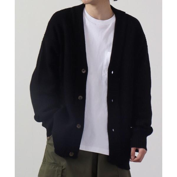 カーディガン ワッフル編み ビッグサイズVネックニットカーディガン メンズ レディース