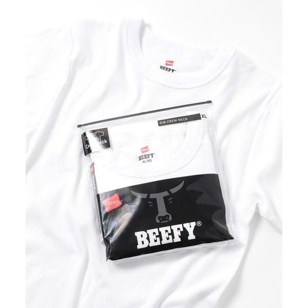 tシャツ 「Hanes」BEEFY リブクルーネックTシャツ　HM1-R103 メンズ レディース