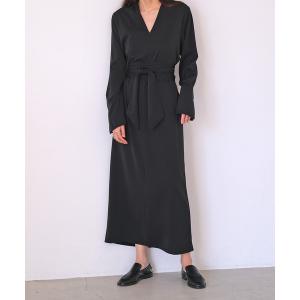 ドレス ディープVネックサッシュベルトワンピースの商品画像
