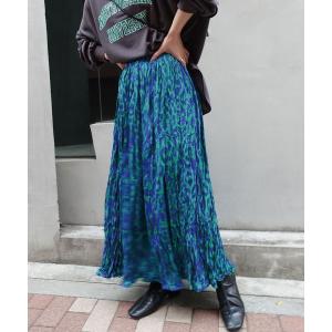 スカート レオパード柄ロングスカート