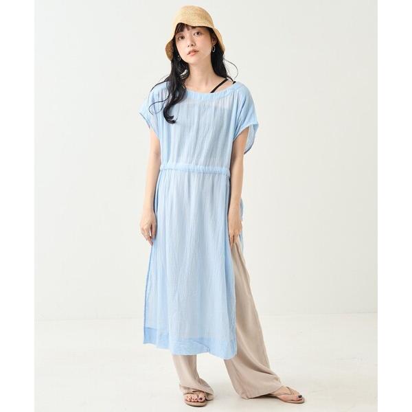 ワンピース インド シングルガーゼ ウェストギャザー シアーワンピース