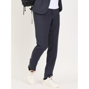 パンツ スーツ メンズ タカキューメンズ/TAKA-Q:MEN 軽量ストレッチ ノータックパンツ グレンチェック紺(セットアップ可能)｜zozo