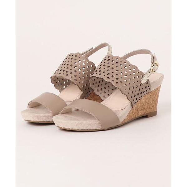 サンダル レーザーカットコルクソールサンダル レディース