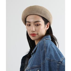 帽子 麻混ニットベレー帽