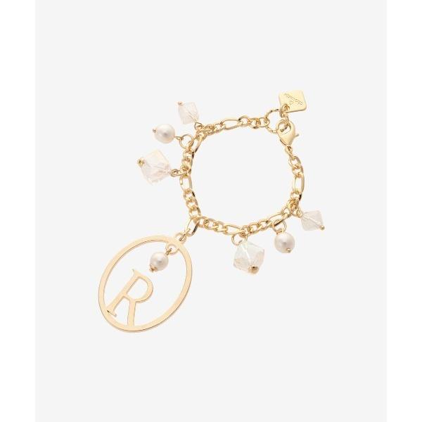 キーホルダー オーバルパールイニシャルチャームＲ