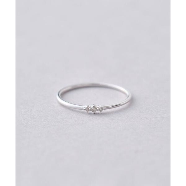 指輪 リング K10WG レイヤー ダイヤモンド リング レディース