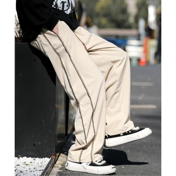 パンツ 「neos -addictive design-」ルーズシルエット ハンドステッチ 細コール...