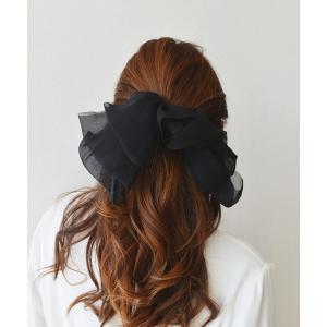 ヘアクリップ シフォンビッグリボンバレッタ