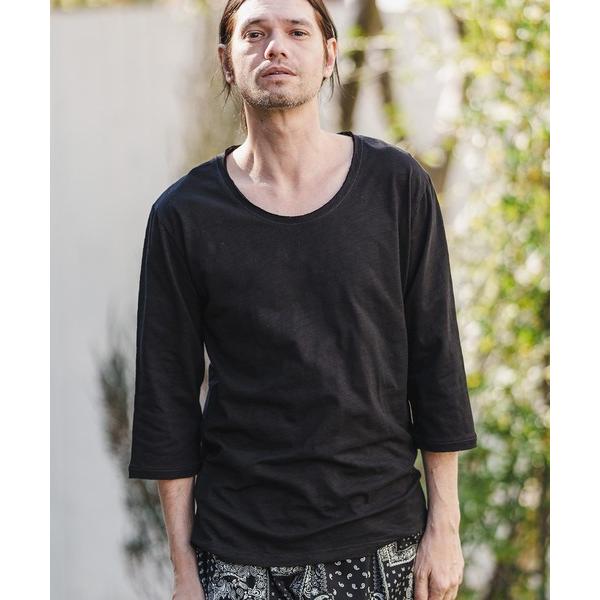 tシャツ mlt4250- カットオフUネック7分袖スラブカットソー メンズ