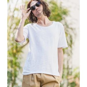 tシャツ Tシャツ メンズ mt8371- カットオフUネック半袖スラブカットソー