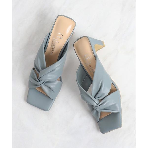 サンダル クロスデザインギャザーミュール レディース