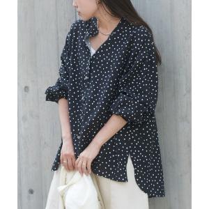 シャツ ブラウス リネンレーヨンバンドカラーオーバーシャツ