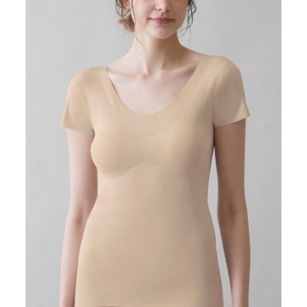 インナーシャツ 肌着 KIREILABO/キレイラボ パッド付き2分袖インナー 縫い目がなくて低刺激...