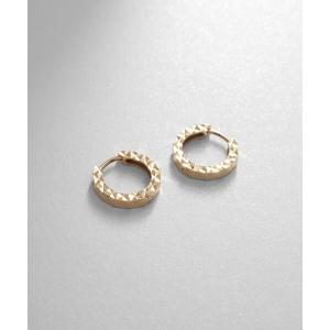 ピアス 入学式 K10ミラーカット中折れ フープピアス レディース