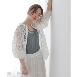 シャツ ブラウス サイドスリットレースシャツ