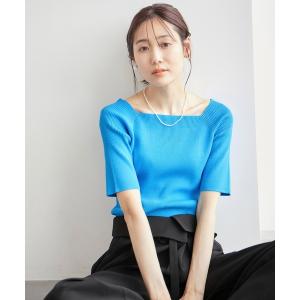 ニット Beauty knit/UVカット・洗濯機OK/スクエアネックリブニットプルオーバー