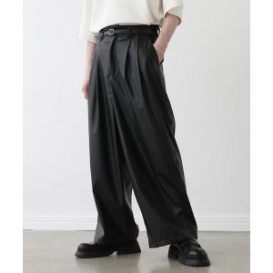 パンツ シンセティックレザータックワイドバルーンパンツ
