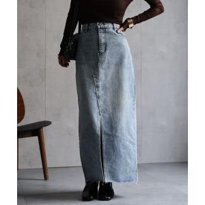 スカート デニム フロントスリットデニムタイトスカート