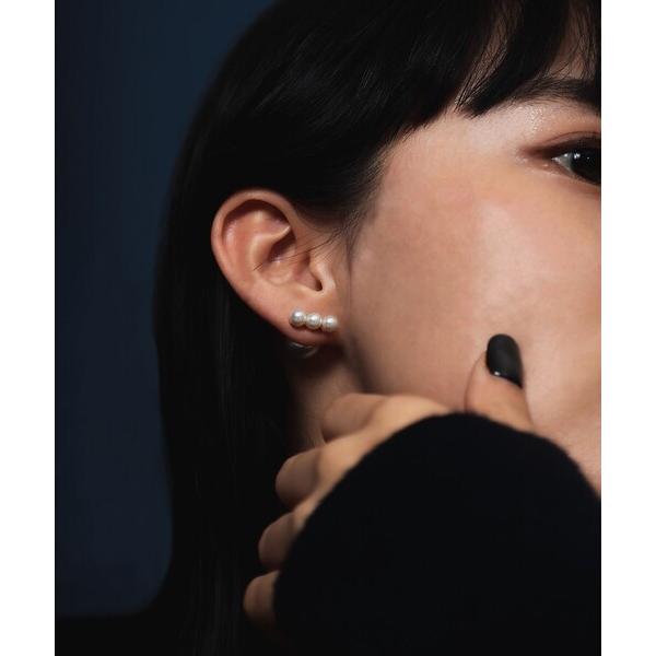 ピアス Demi-Luxe BEAMS / 3粒パール x パールピアス レディース