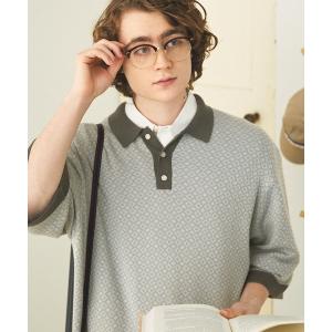 ポロシャツ ジャガードクラシックパターンニットポ...の商品画像