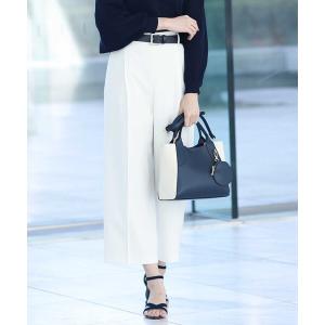 パンツ センタープレス入りワイドクロップドパンツ