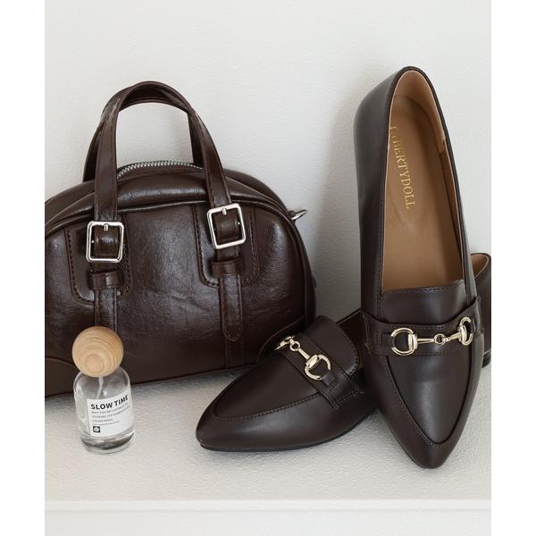 ローファー LibertyDoll ゴールドビットローファー ゴールドメタルラインヒール レディース