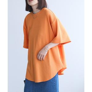 tシャツ Tシャツ レディース カラーワッフルオーバーサイズショートスリーブTシャツ