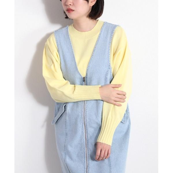 ニット セーター スプリングカラーバックスリットショートニット レディース