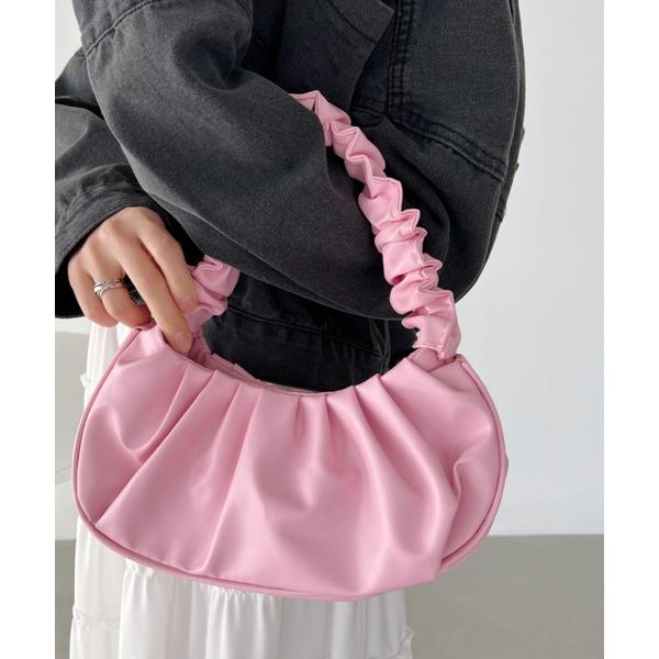 ハンドバッグ ギャザーハーフムーンハンドバッグ