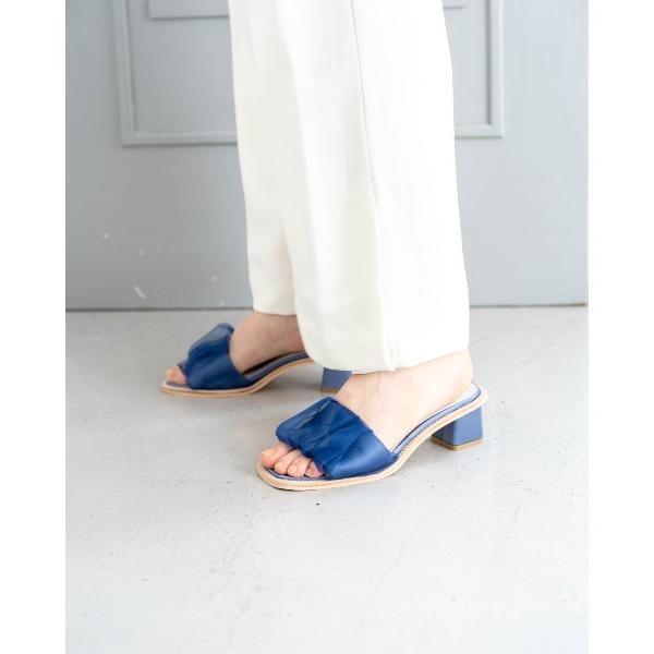 サンダル スクエアトゥ サテン シフォンサンダル レディース