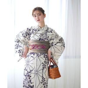 utatane 浴衣 浴衣3点セット 綿麻 紺色の麻の葉と鞠 レディース