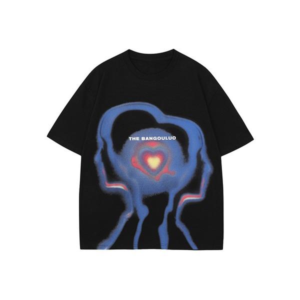 tシャツ 「HOOK」個性派抽象画プリント半袖ビッグTシャツ メンズ レディース