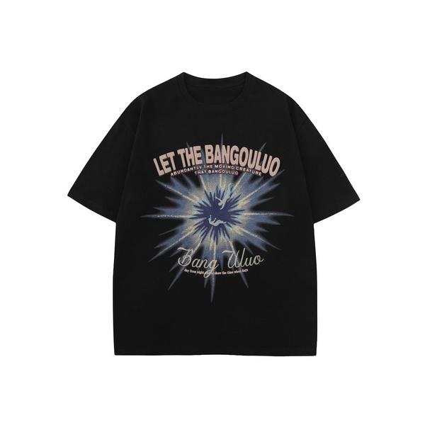 tシャツ 「HOOK」個性派抽象画プリント半袖ビッグTシャツ メンズ レディース