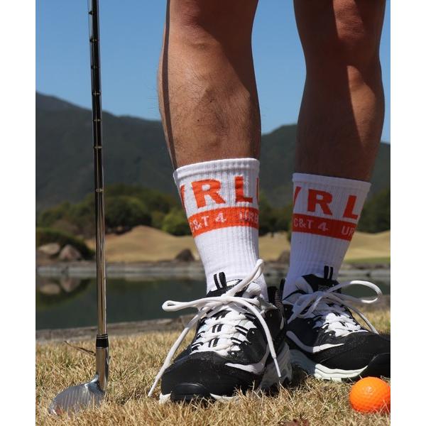 靴下 (RM)「LUXE/R」ロゴ ＆ ライン柄 クルー ソックス メンズ