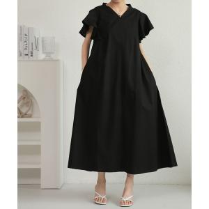 ワンピース ゆったり袖フリルワンピース