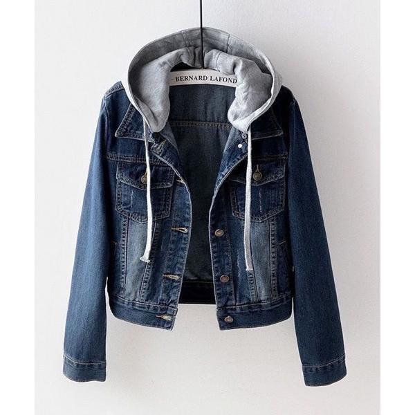 デニムジャケット gジャン フェイクレイヤード　フードGジャン レディース
