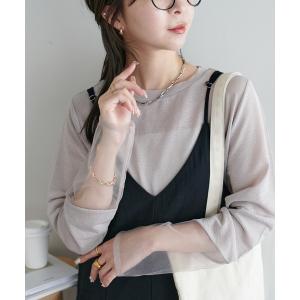 tシャツ Tシャツ シアー袖切替プルオーバー