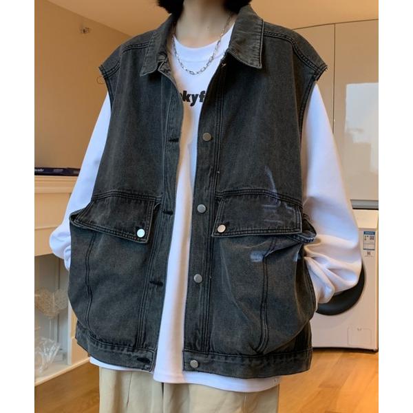 ベスト ジレ 入学式 「Sibra」ビッグシルエットデニムベスト レディース
