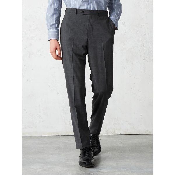 スラックス スマートスラックス　グレンチェック　グレー メンズ