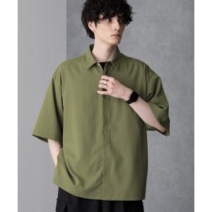 シャツ ブラウス 綾トロミ オーバーサイズ比翼S/Sシャツ