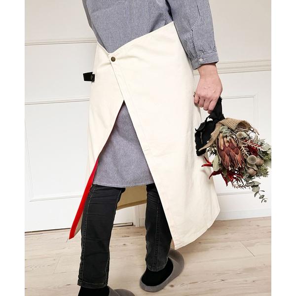 エプロン Lubie+9 レザーエプロン ワークエプロン コットン＆レザー  ネオンカラー