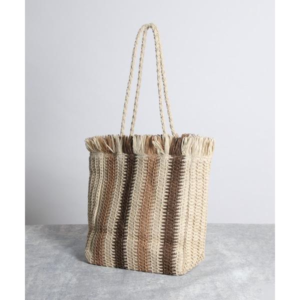 トートバッグ 「recomend selection/セレクト」ペーパー素材編込ストライプ柄トートバ...