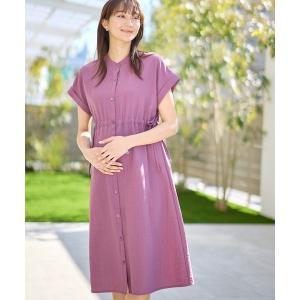 マタニティ リネンライクドロストワンピース （マタニティ＆授乳服）授乳楽々