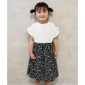 ワンピース チュールワッフルドッキングワンピース キッズ 子供服 女の子