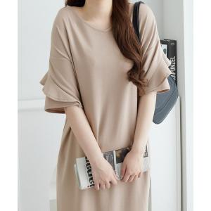 ワンピース 半袖 華奢見せ＆サラサラ素材が夏に嬉しい。フリル袖Ｔシャツワンピース「Sサイズ展開あり」｜ZOZOTOWN Yahoo!店